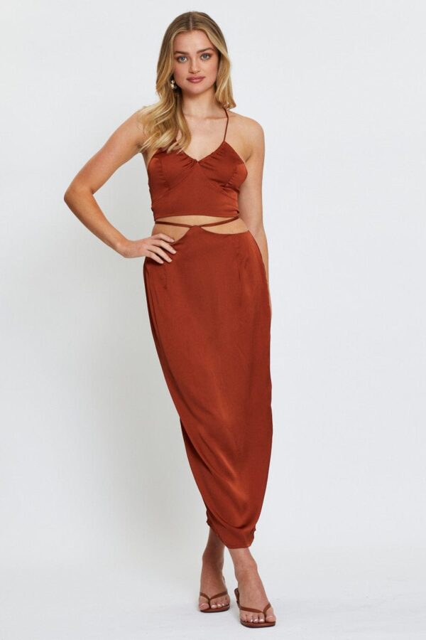Brown Cami Top Halter Satin - Image 2