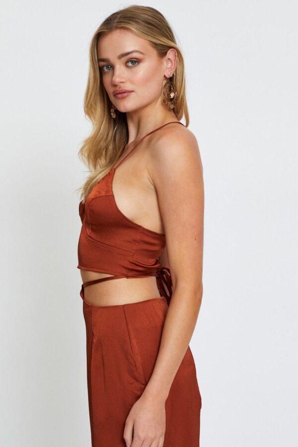 Brown Cami Top Halter Satin - Image 4