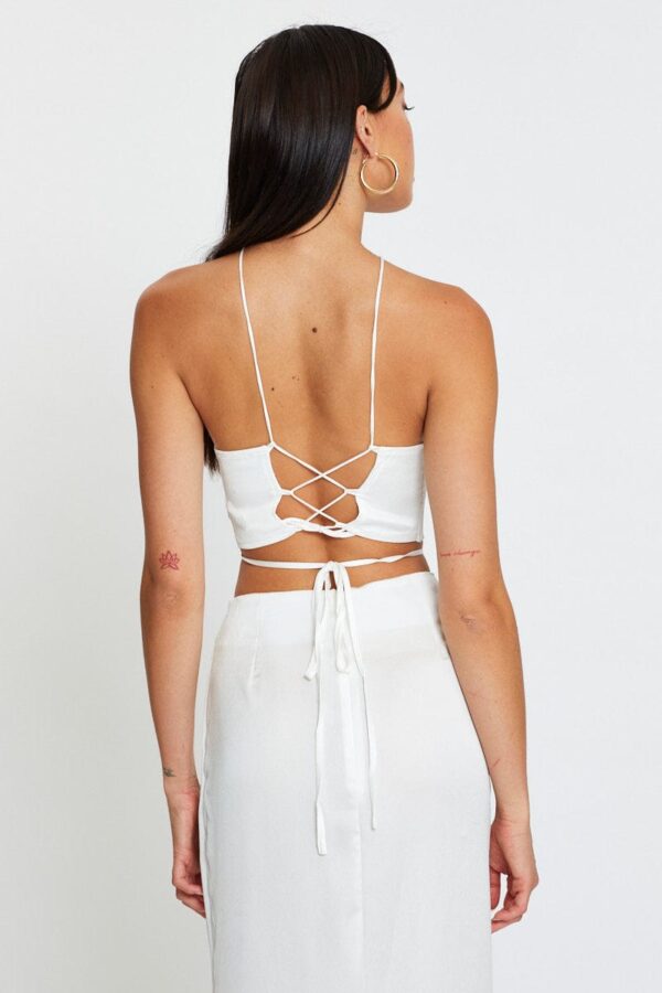 White Cami Top Halter Satin - Image 5