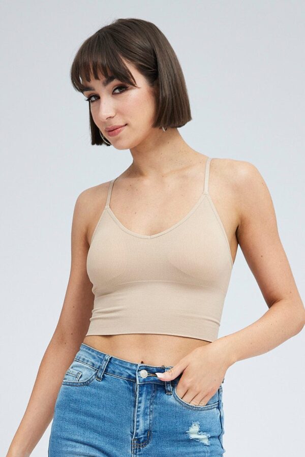 Beige Crop Singlet Top Seamless - Image 3