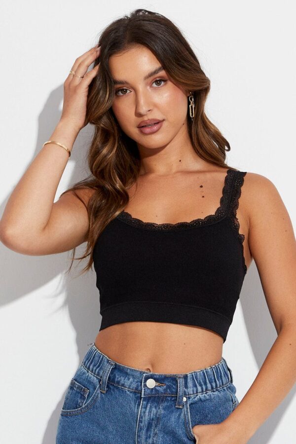 Black Bralette Top Seamless - Image 3