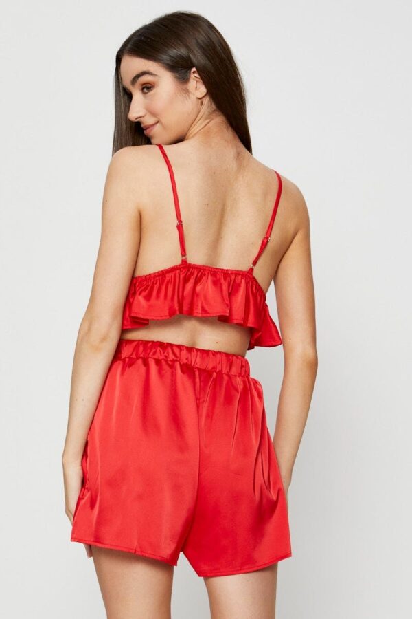 Red Bralette Pyjamas Set Satin - Image 6
