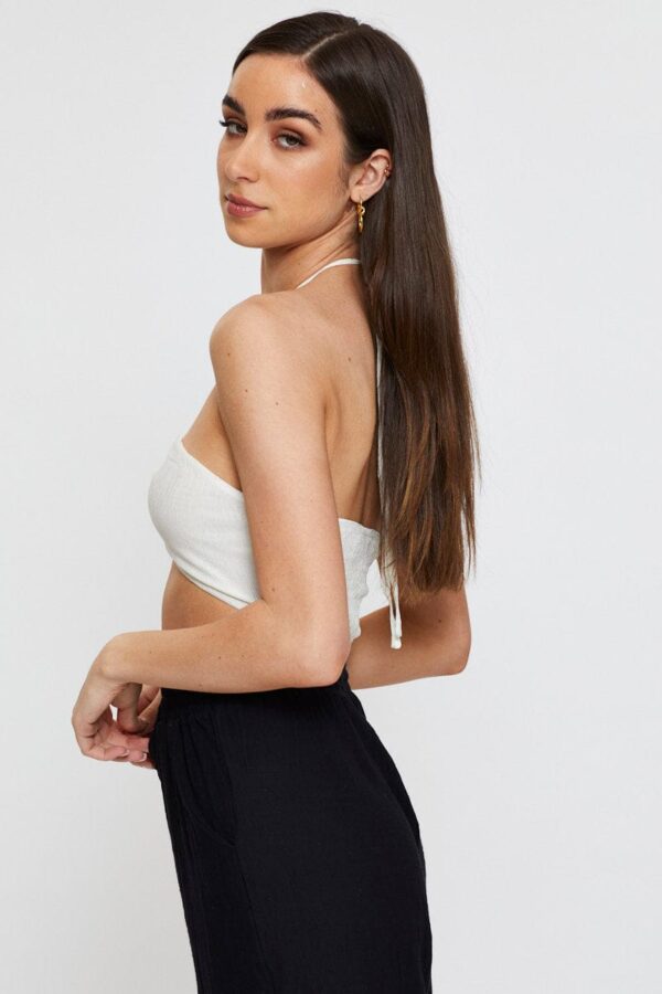 White Halter Bralette Crop - Image 4
